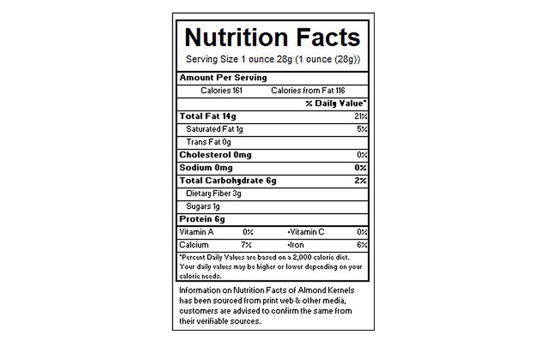 Hambre California Almond Kernel    Pack  250 grams